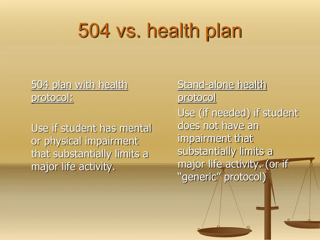 504 vs health plan