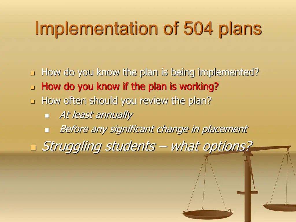 implementation of 504 plans