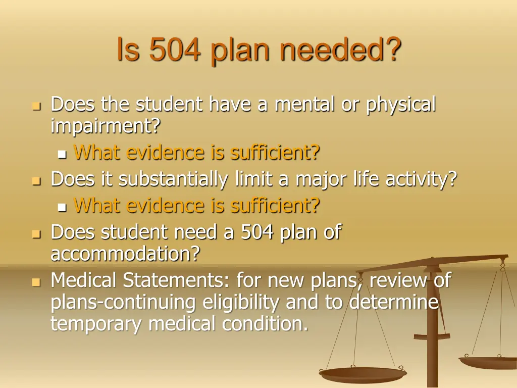 is 504 plan needed