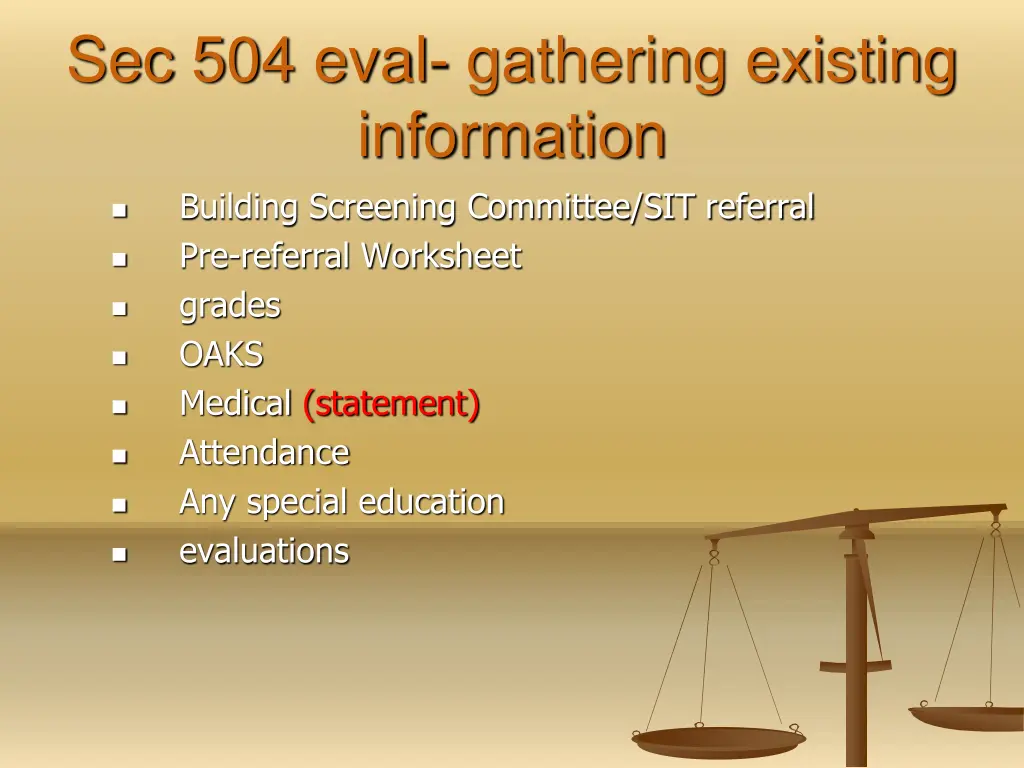 sec 504 eval gathering existing information