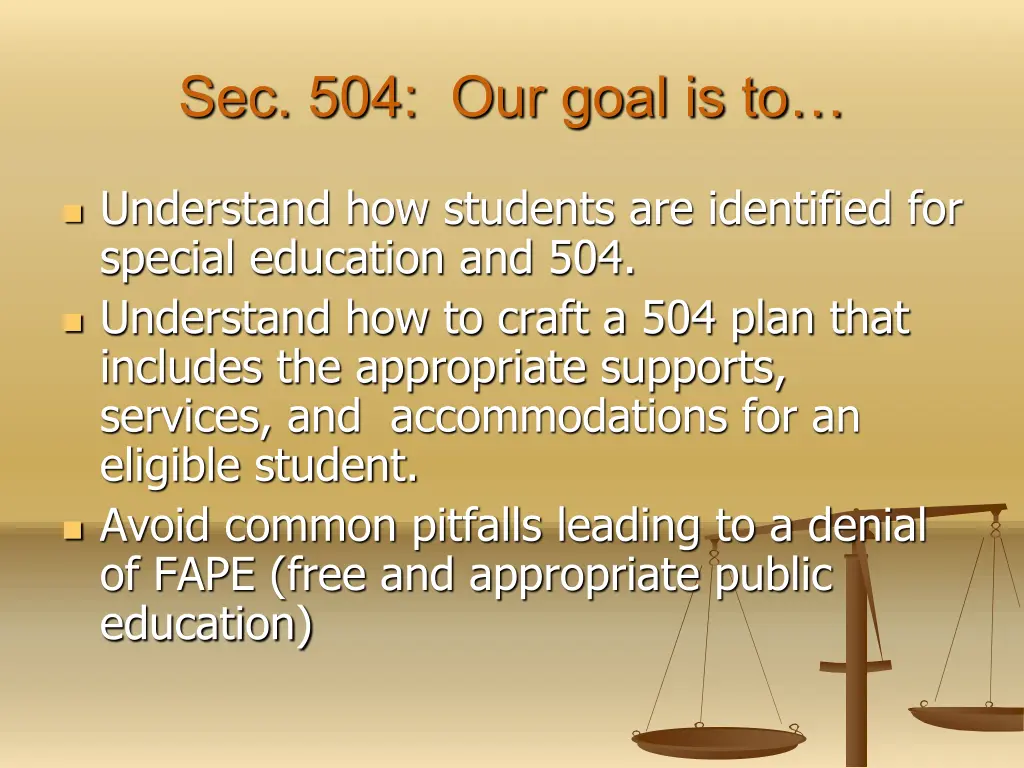 sec 504 our goal is to