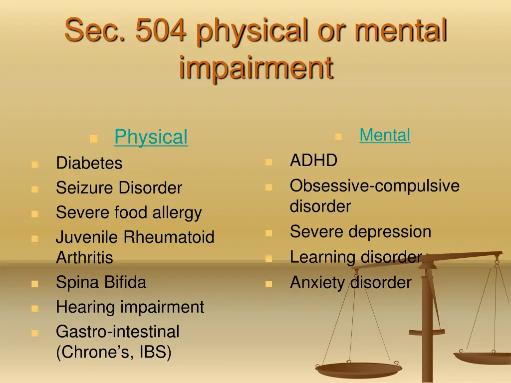 sec 504 physical or mental impairment