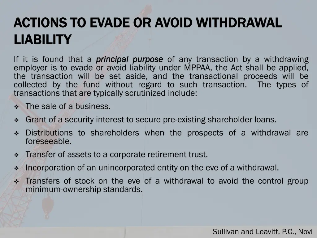 actions to evade or avoid withdrawal actions