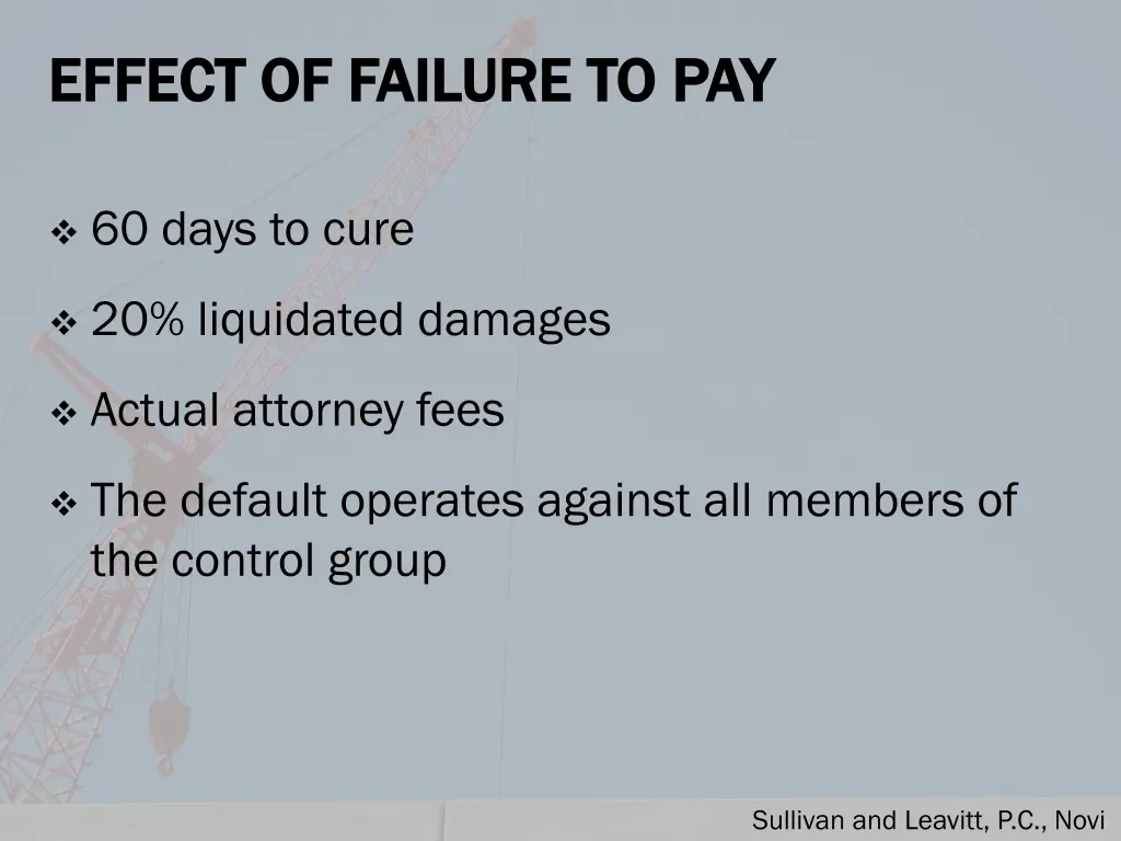 effect of failure to pay effect of failure to pay