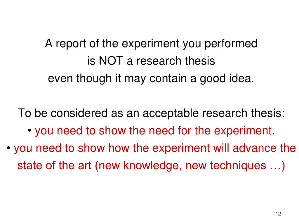 a report of the experiment you performed
