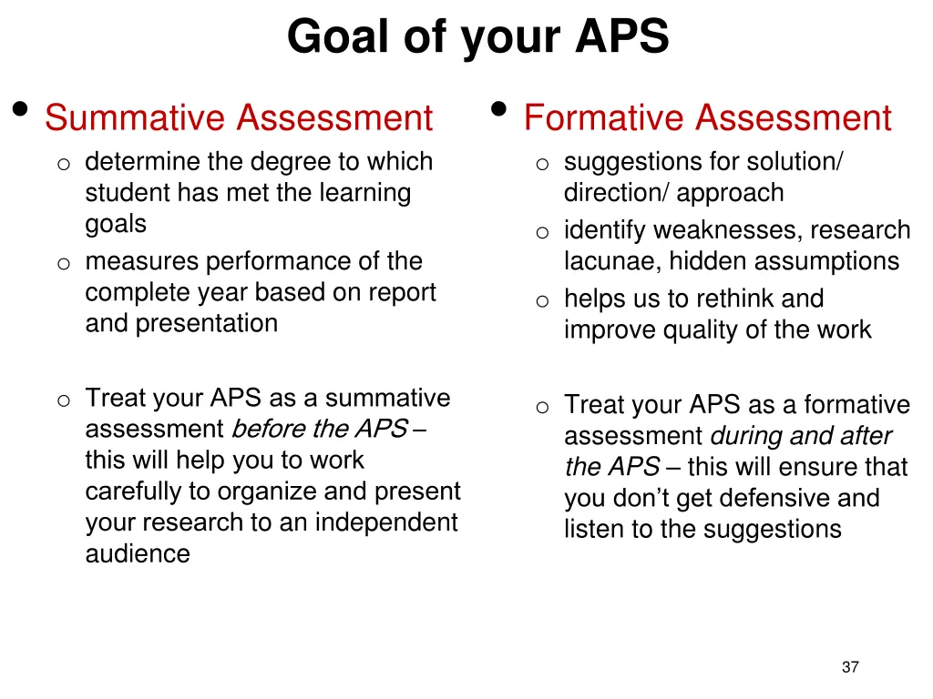 goal of your aps 1