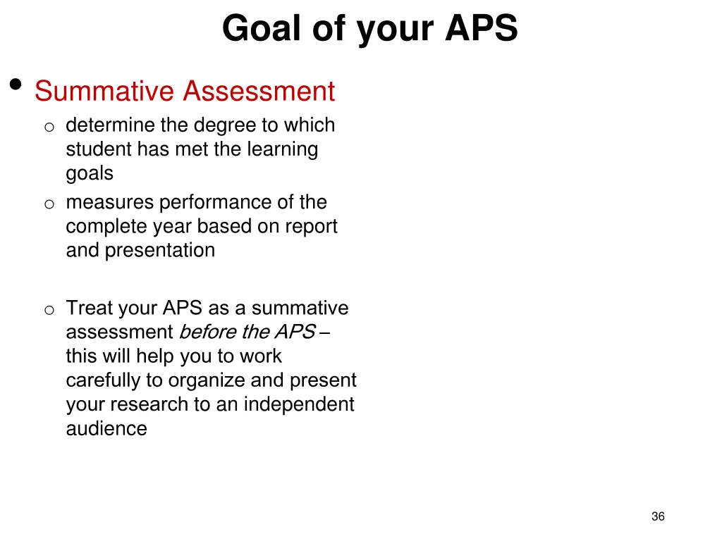 goal of your aps