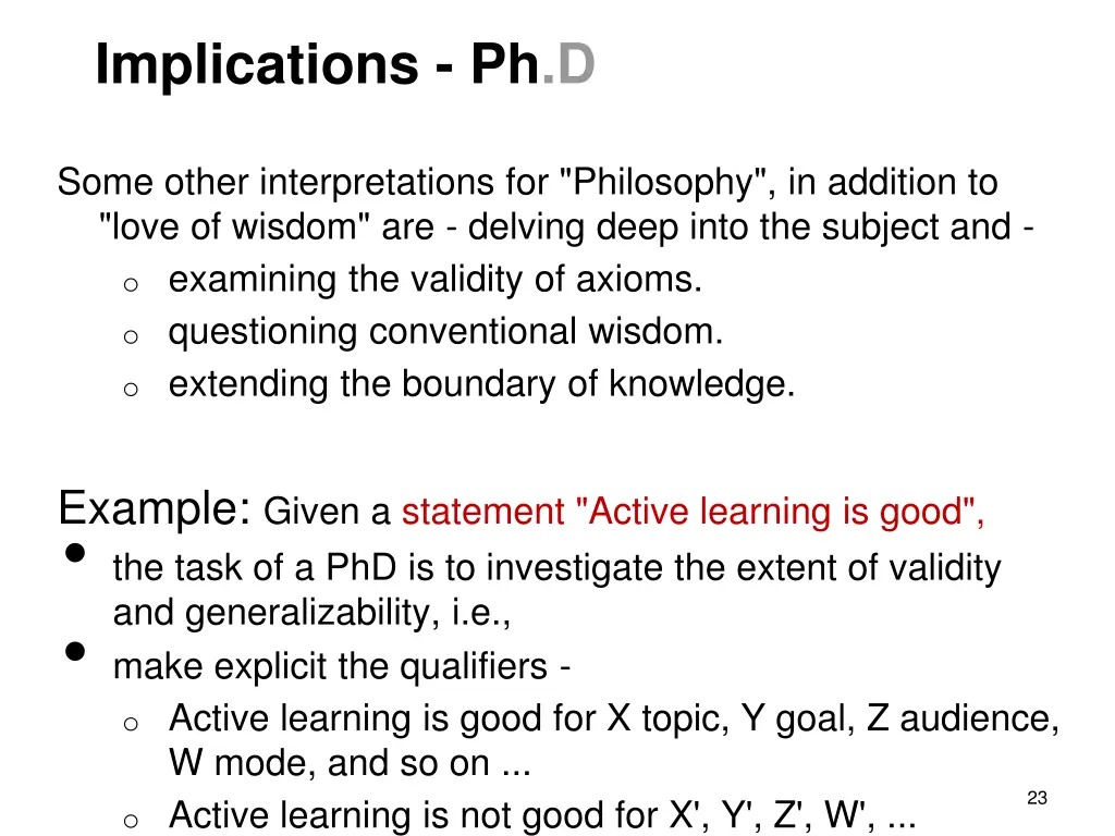 implications ph d 1