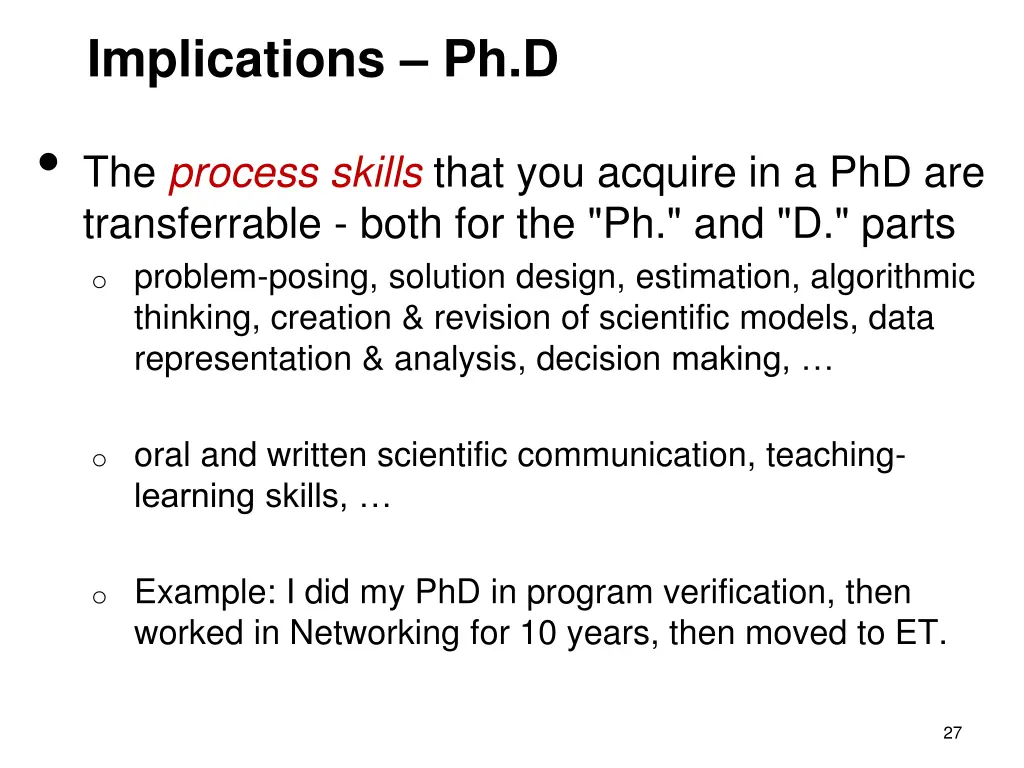implications ph d the process skills that