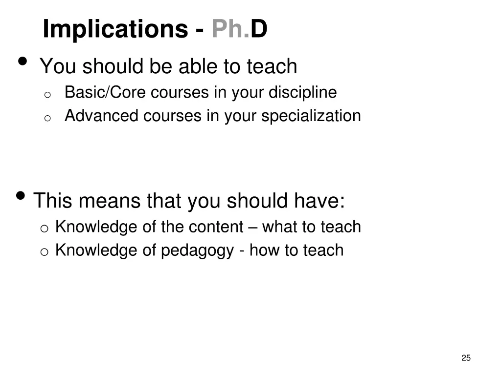 implications ph d you should be able to teach