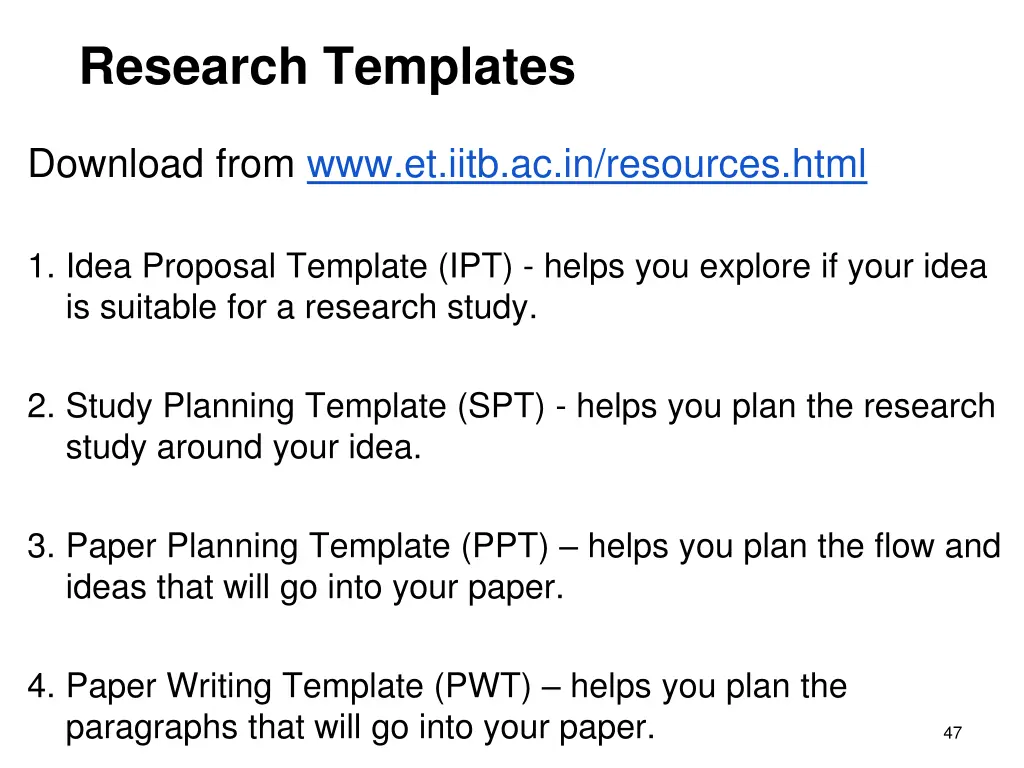 research templates