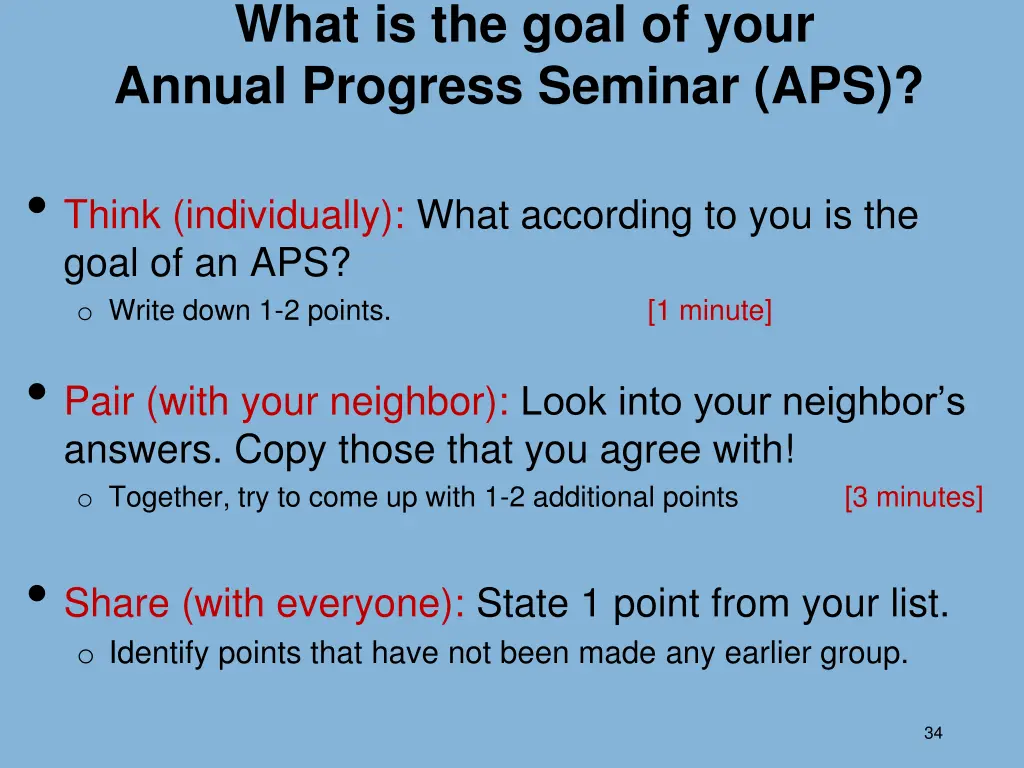 what is the goal of your annual progress seminar 2