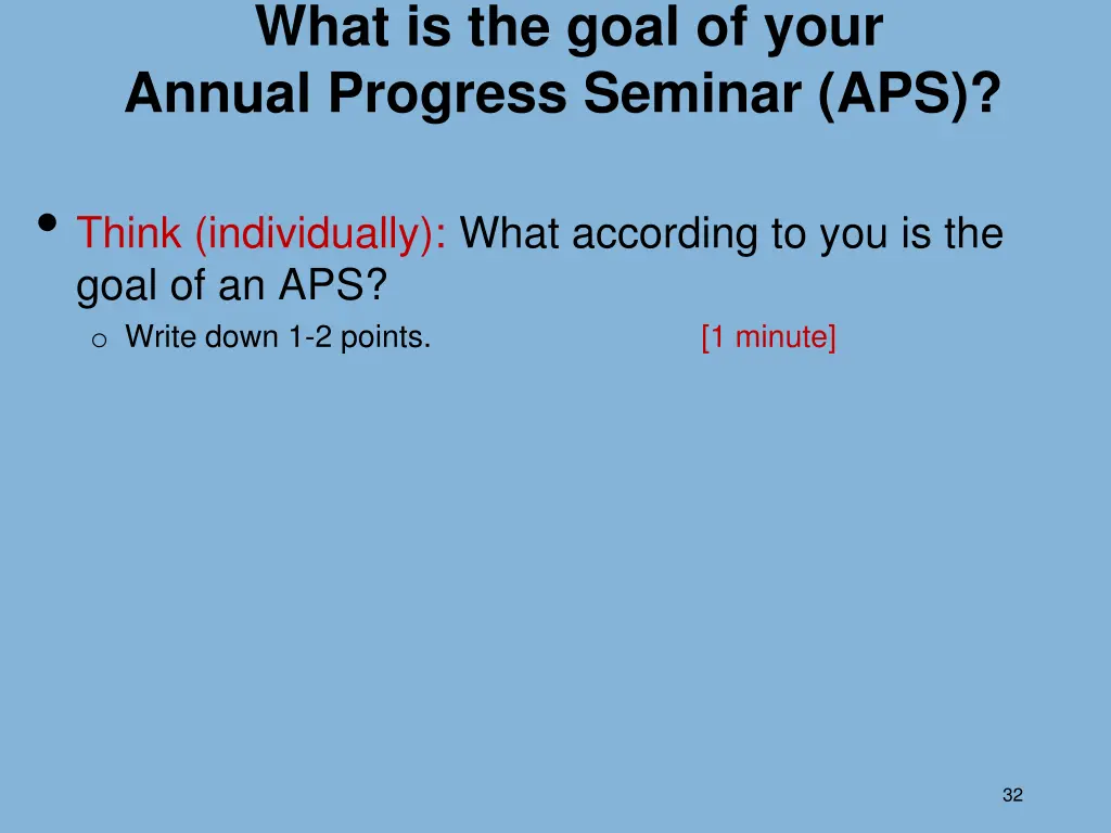 what is the goal of your annual progress seminar