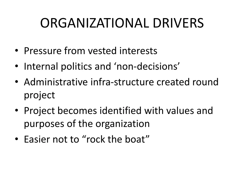 organizational drivers