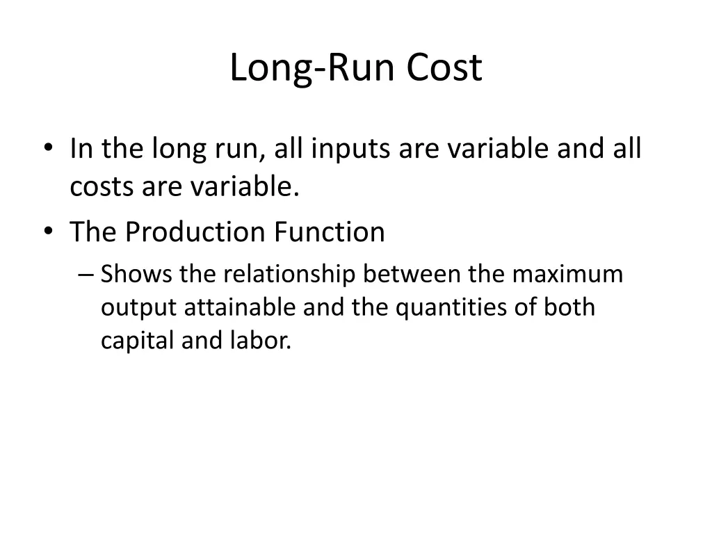 long run cost