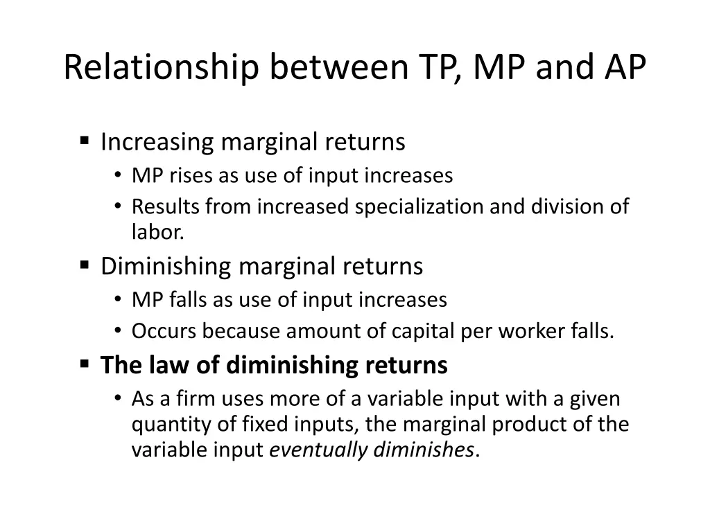 relationship between tp mp and ap 2