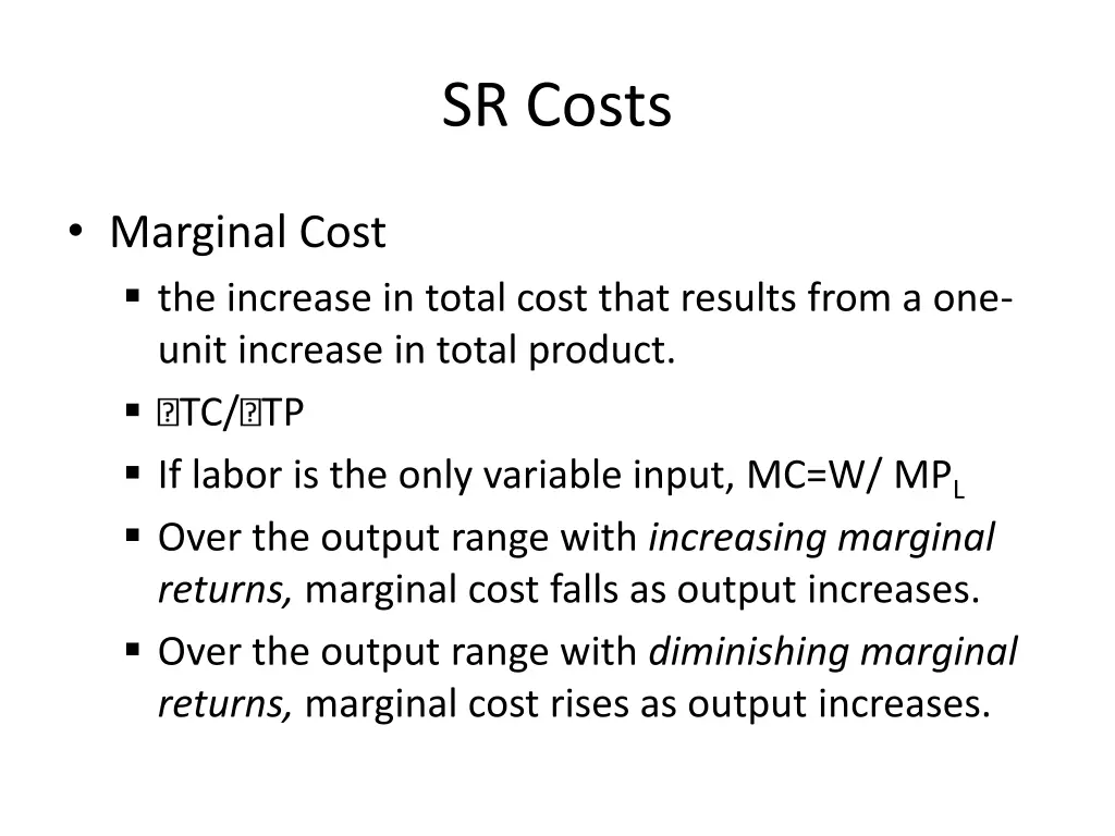 sr costs