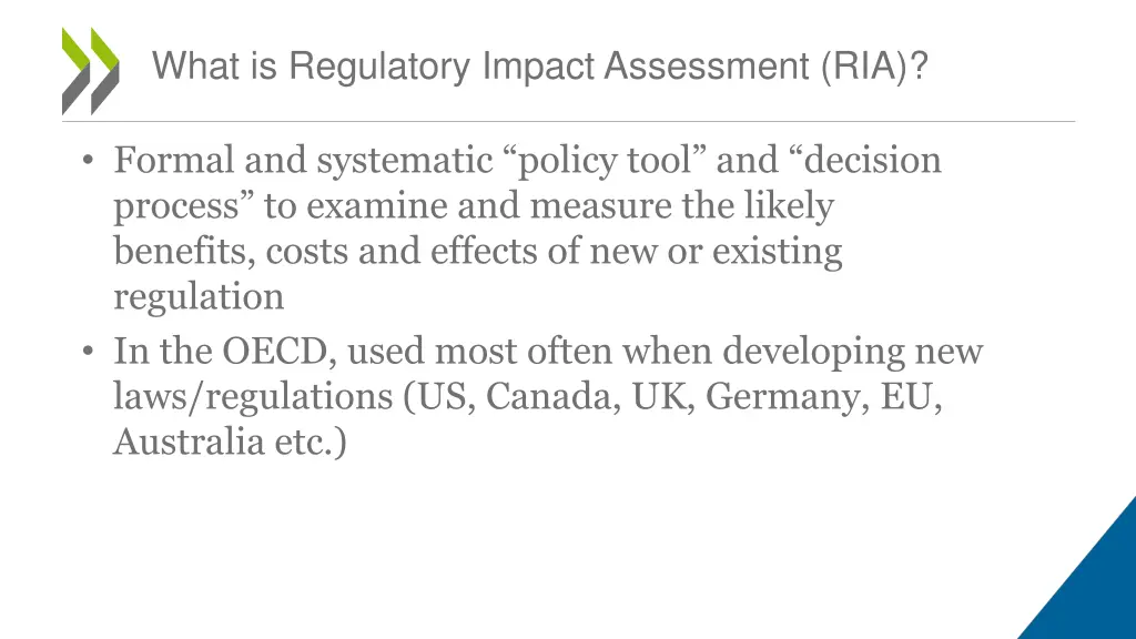 what is regulatory impact assessment ria