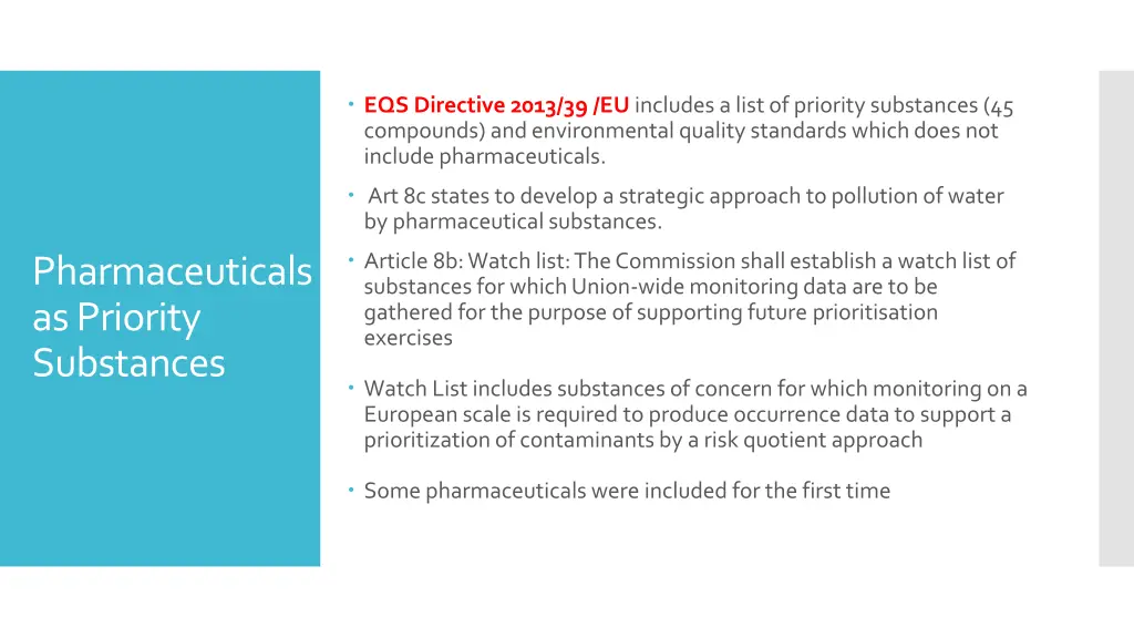 eqs directive 2013 39 eu includes a list