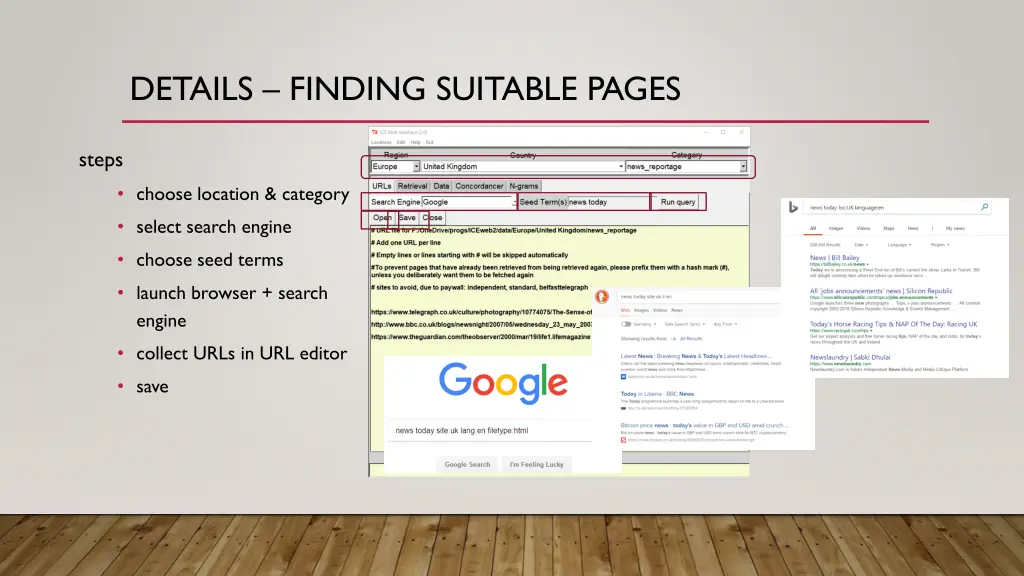 details finding suitable pages