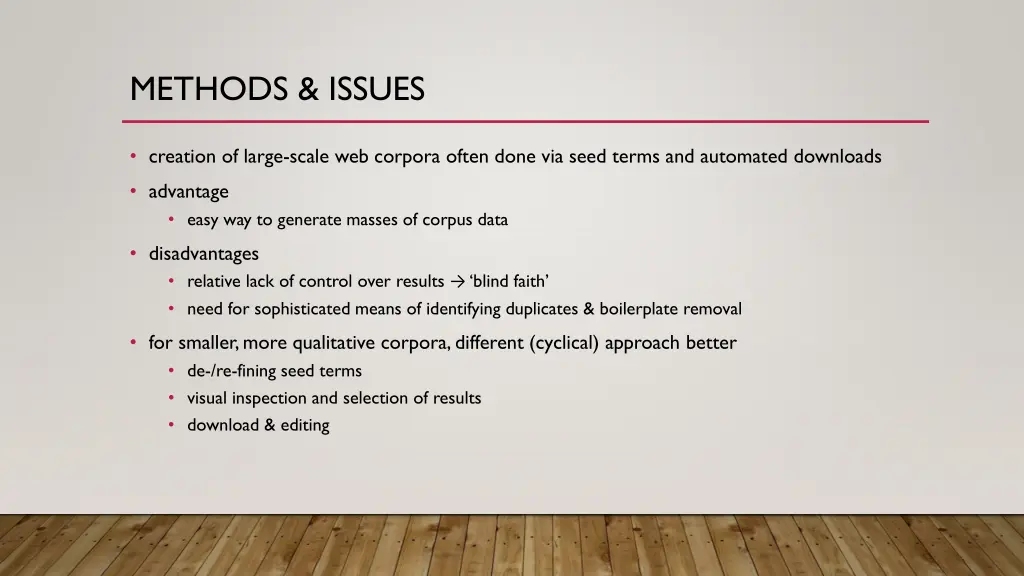 methods issues