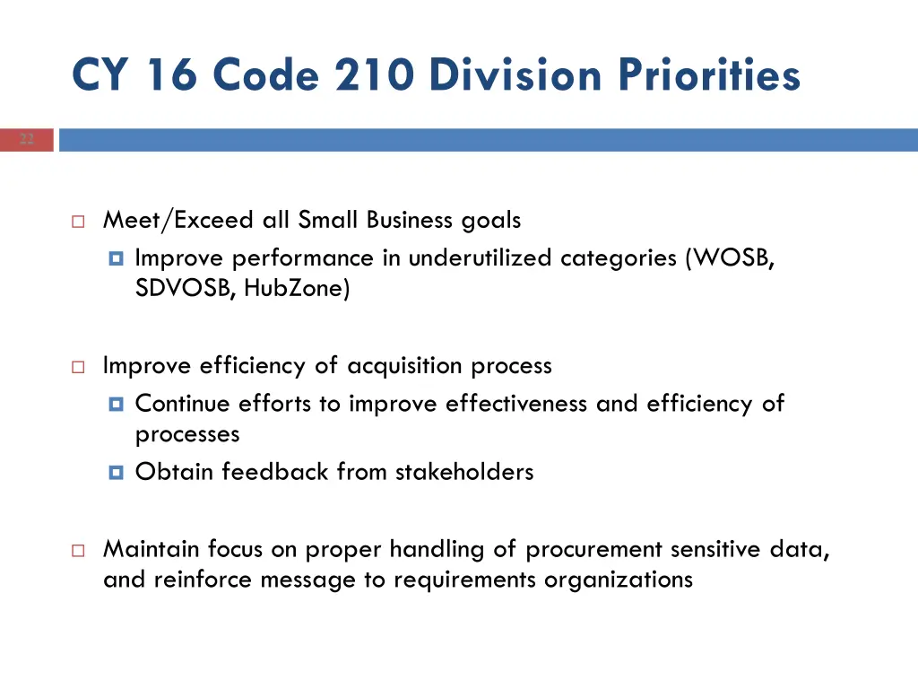 cy 16 code 210 division priorities 1