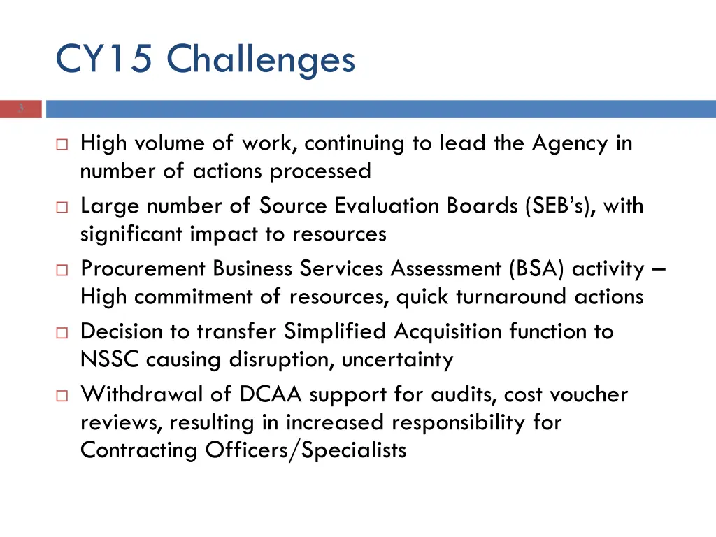 cy15 challenges
