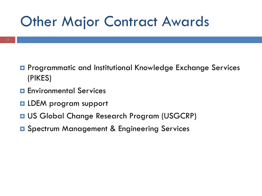 other major contract awards