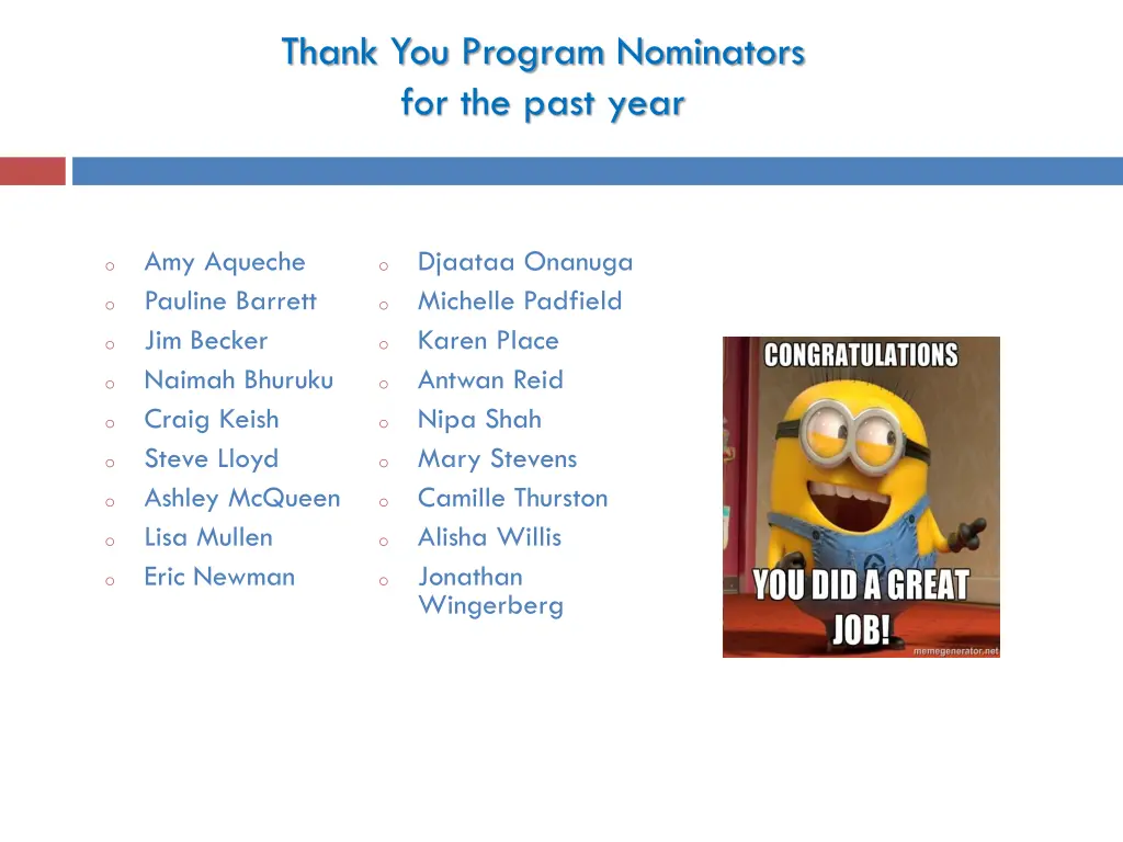 thank you program nominators for the past year