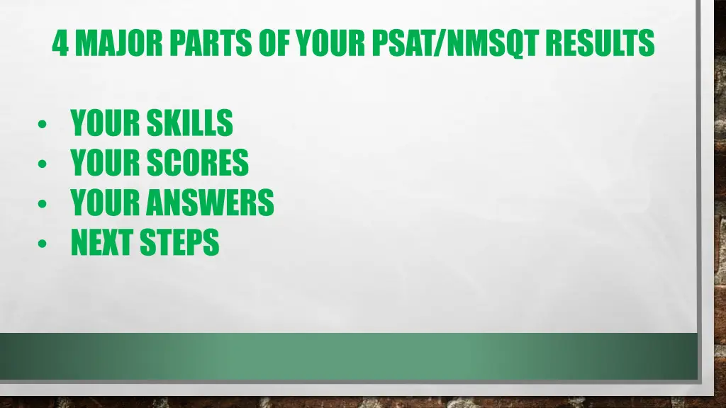 4 major parts of your psat nmsqt results
