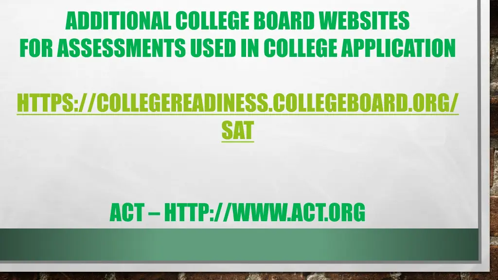 additional college board websites for assessments