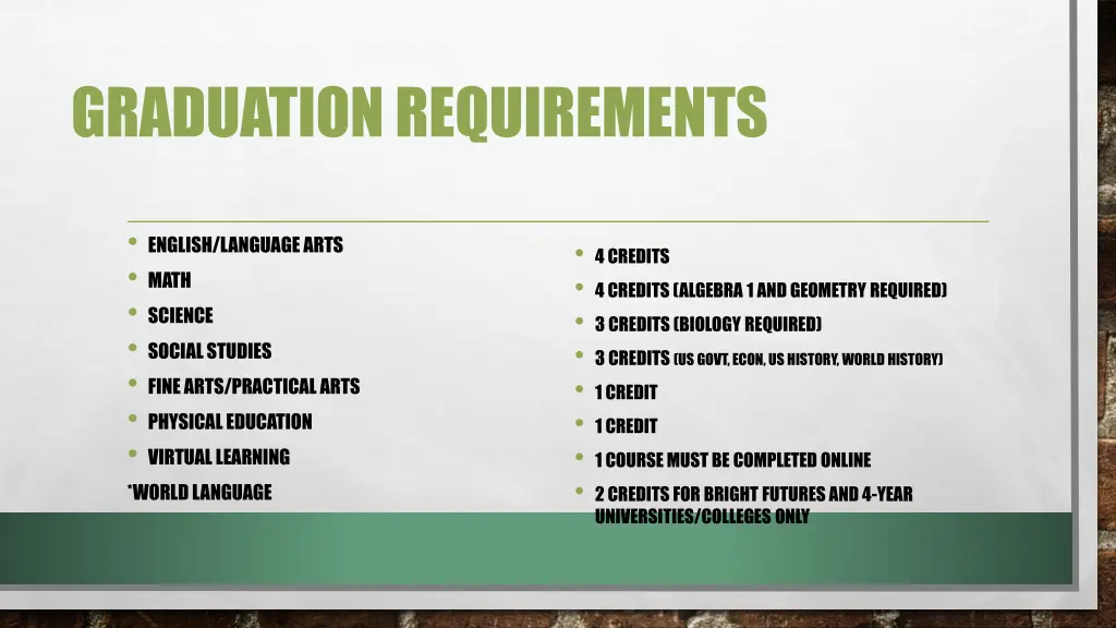 graduation requirements