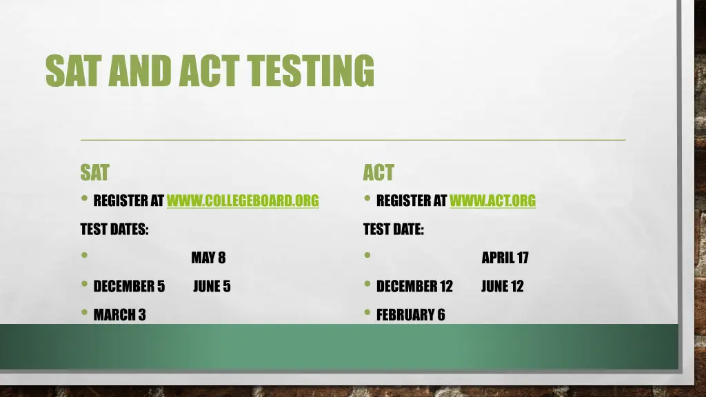 sat and act testing