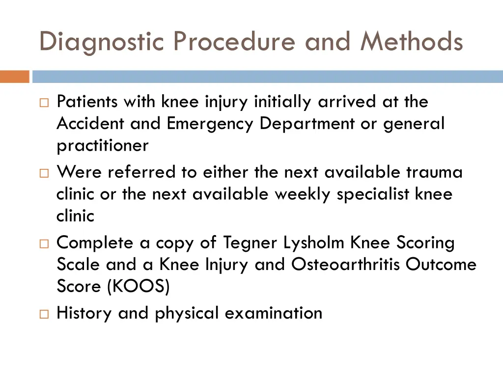 diagnostic procedure and methods
