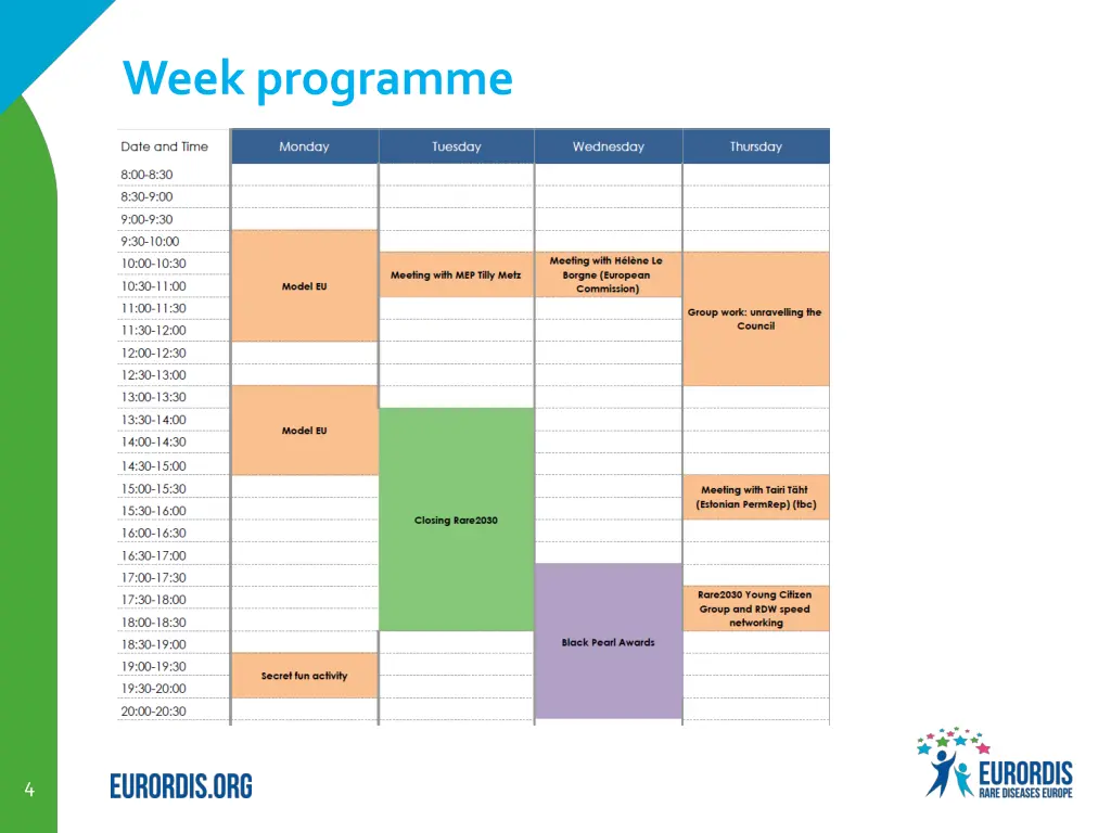 week programme
