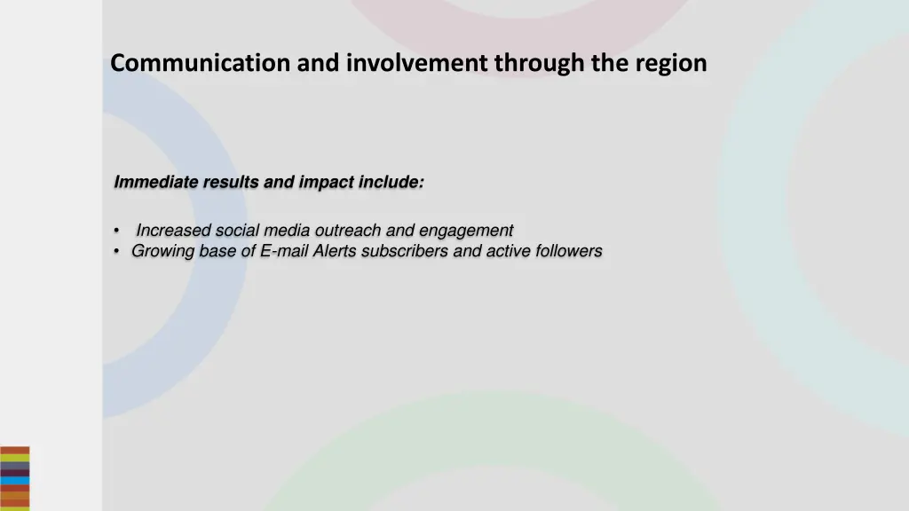 communication and involvement through the region