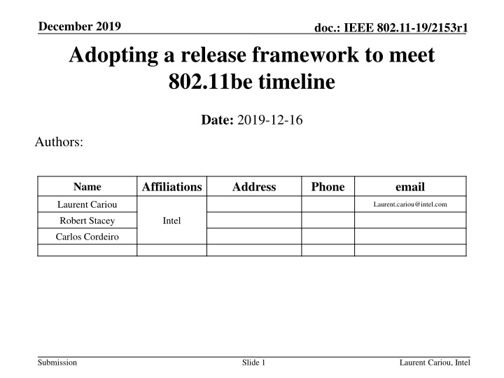december 2019 adopting a release framework