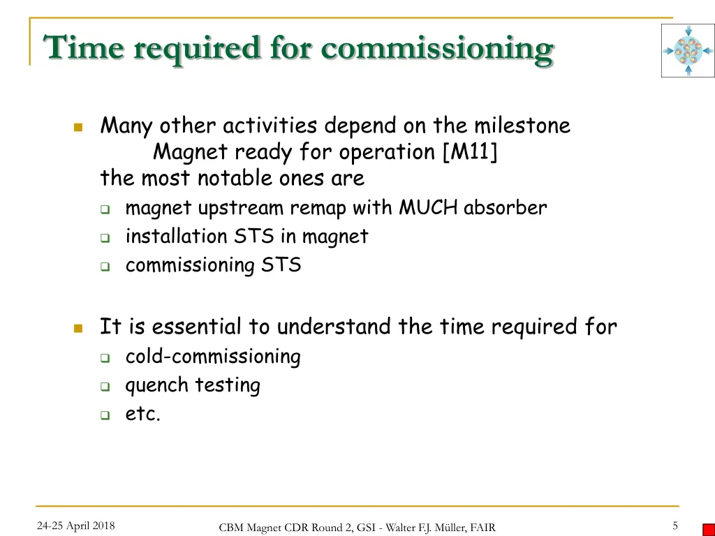 time required for commissioning