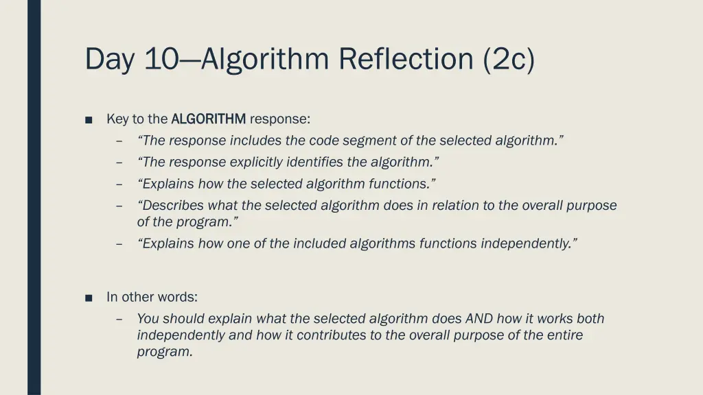 day 10 algorithm reflection 2c