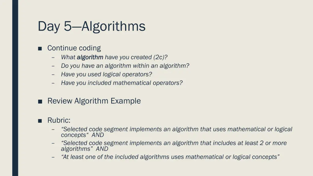 day 5 algorithms