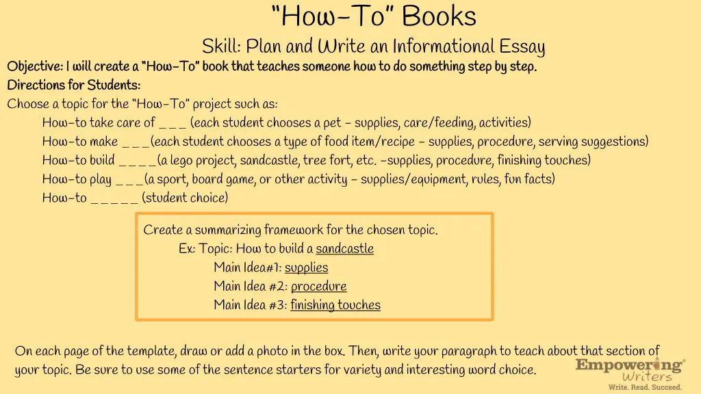 how to books skill plan and write