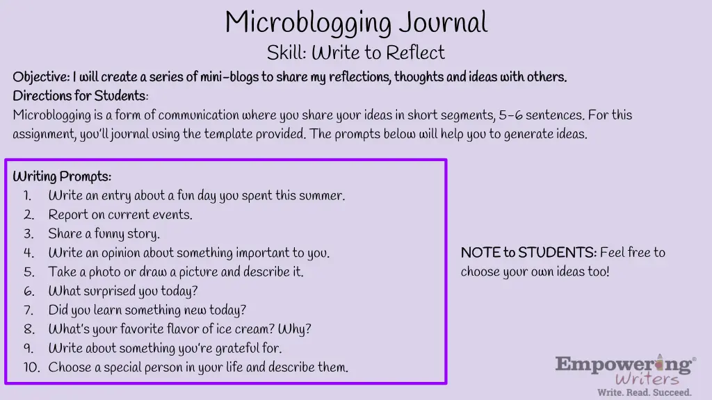 microblogging journal skill write to reflect