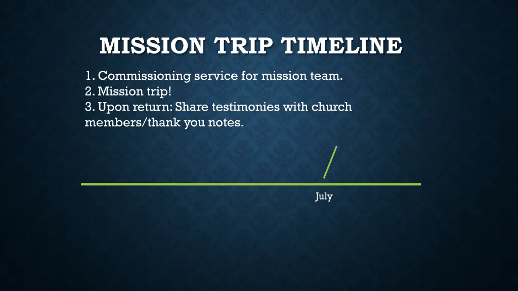 mission trip timeline 14
