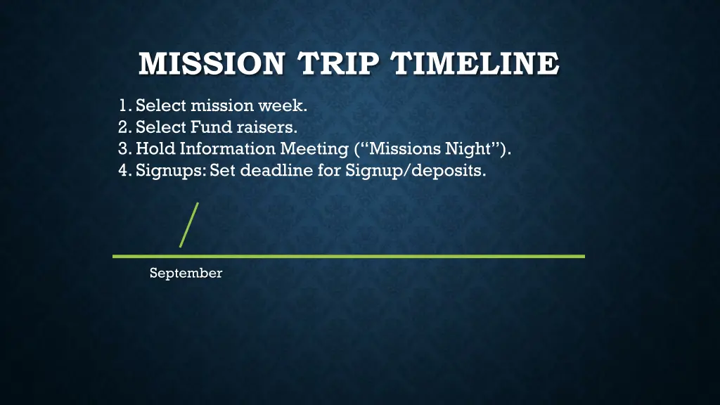 mission trip timeline 5