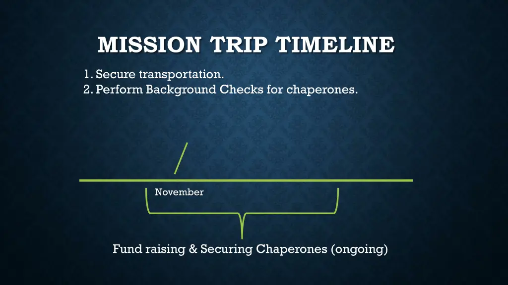 mission trip timeline 9