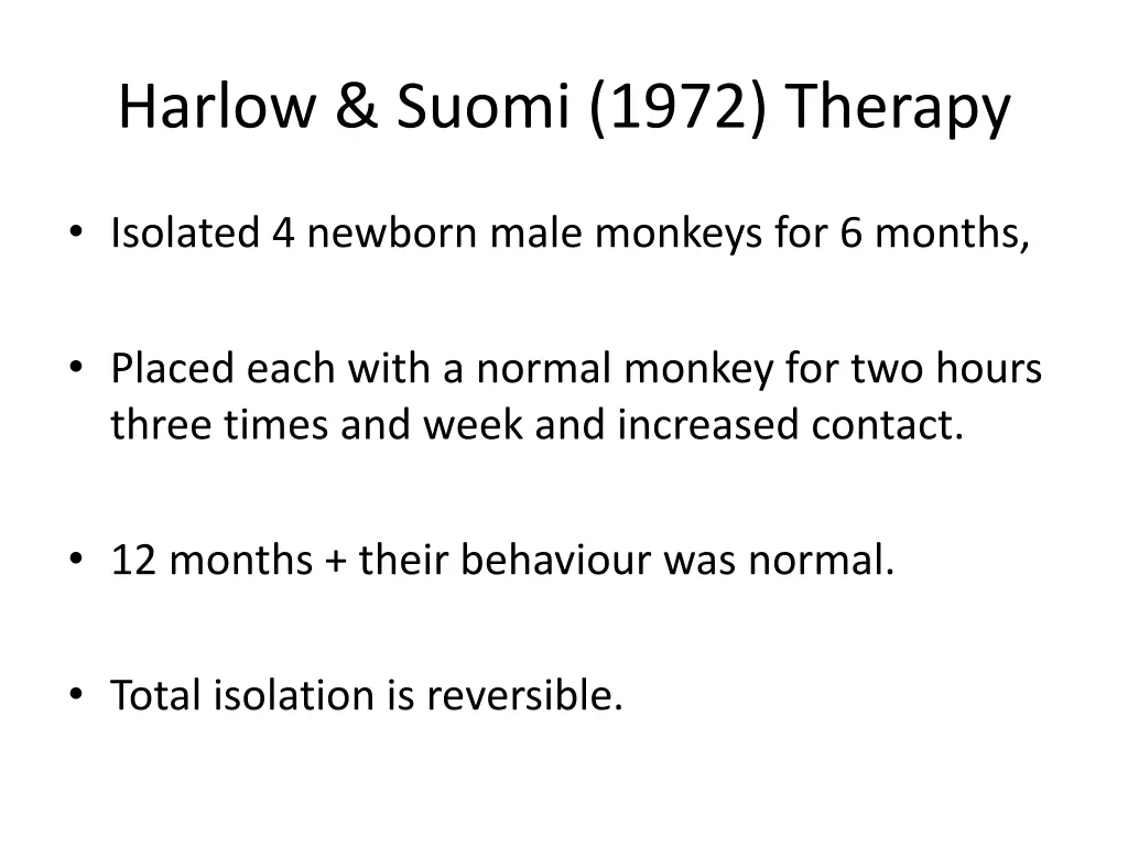 harlow suomi 1972 therapy