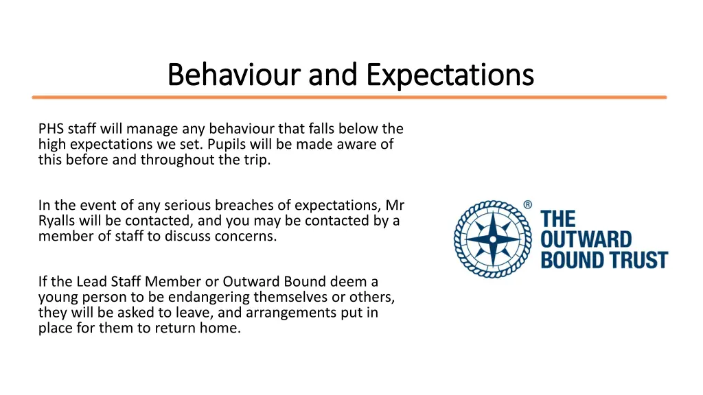 behaviour and expectations behaviour
