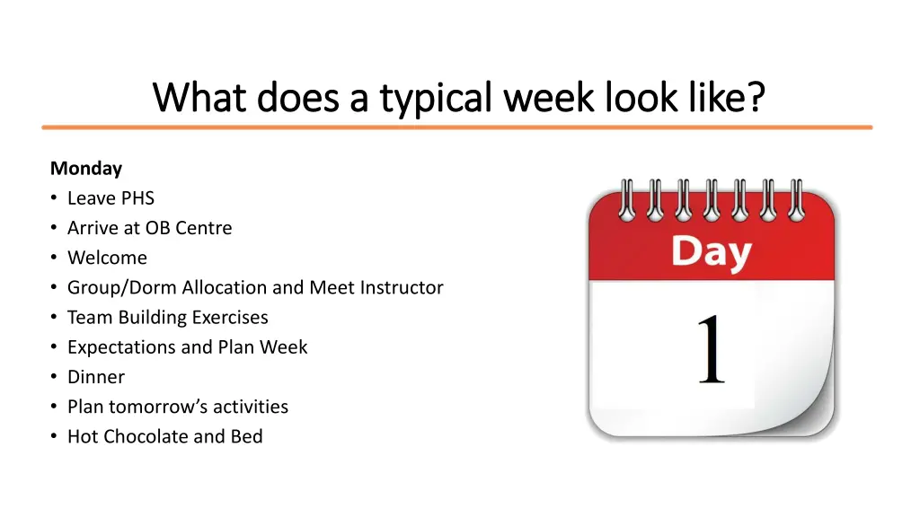 what does a typical week look like what does