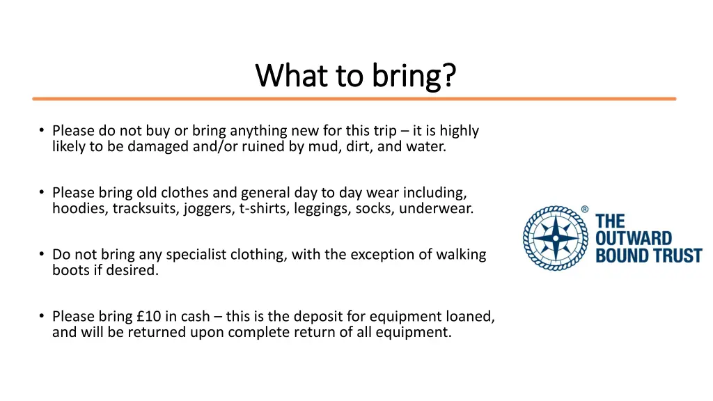 what to bring what to bring