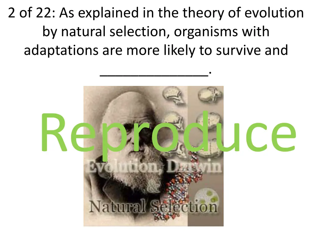 2 of 22 as explained in the theory of evolution